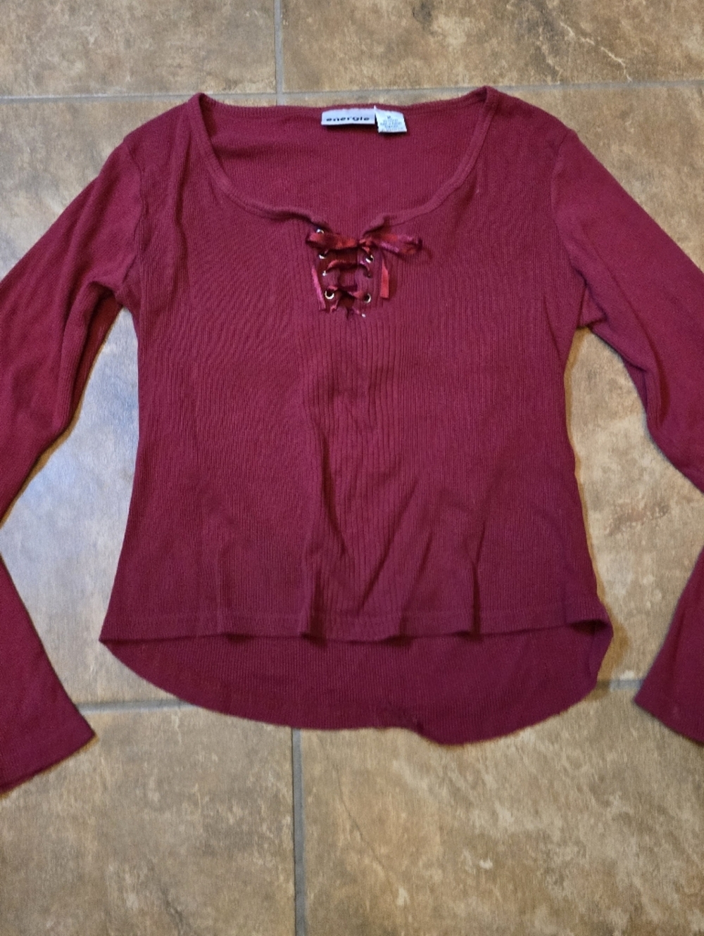 Dark Red | ENERGIE | Laced Up Long Sleeve